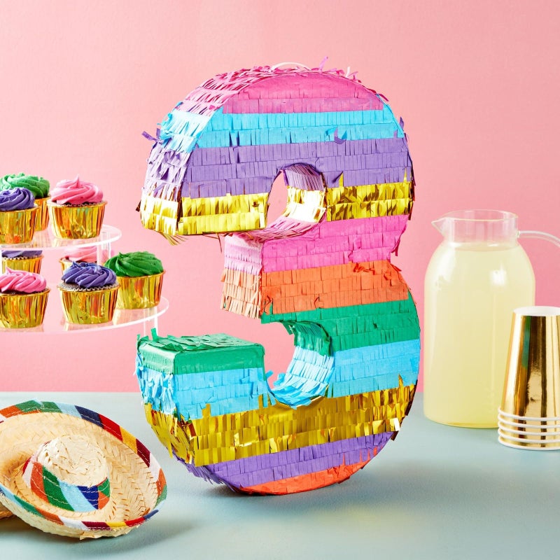 BLUE PANDA Number 3 Pinata - Vibrant Rainbow Pinata for 3rd Birthday Party Decor - Easy Fill Design For Kid Birthday Decor - 11.4x16.5x3 In, Multicolored - Image 2